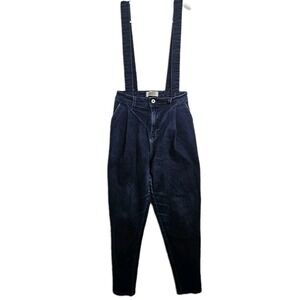 Naked & Famous Jean Overalls Size 25 Pleated Trousers Dark‎ Indigo Stretch Denim